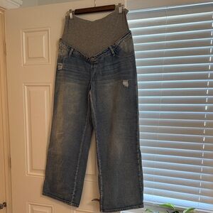 SHEIN Gray and Blue Maternity Flare Jeans